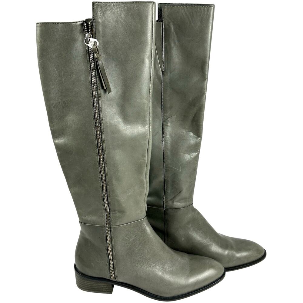 Elliot Lucca Knee High Gray Boots Leather Upper 7 1/2 Gently Worn-Nice!